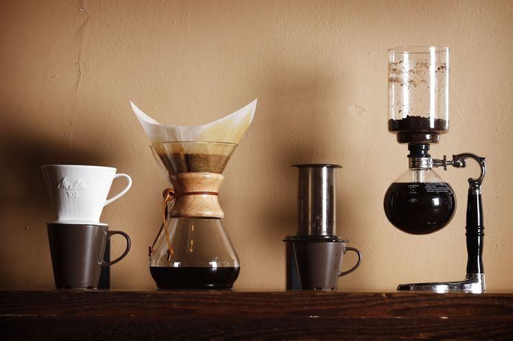 Several types of coffee brews